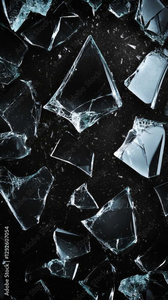 Aufkleber abstract image of shards of broken glass floating darkness over a black wallpaper the smashed glass 