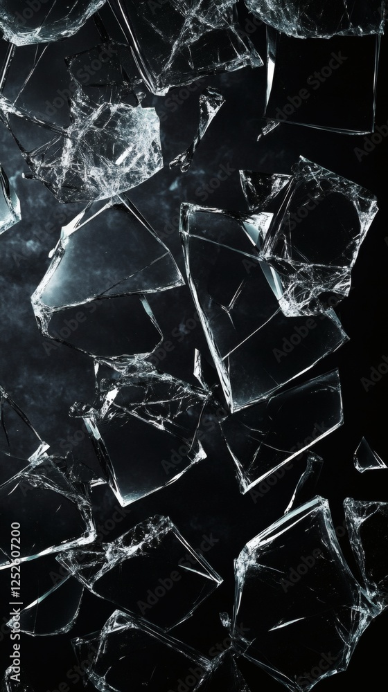 Aufkleber abstract image of shards of broken glass floating darkness over a black wallpaper the smashed glass 