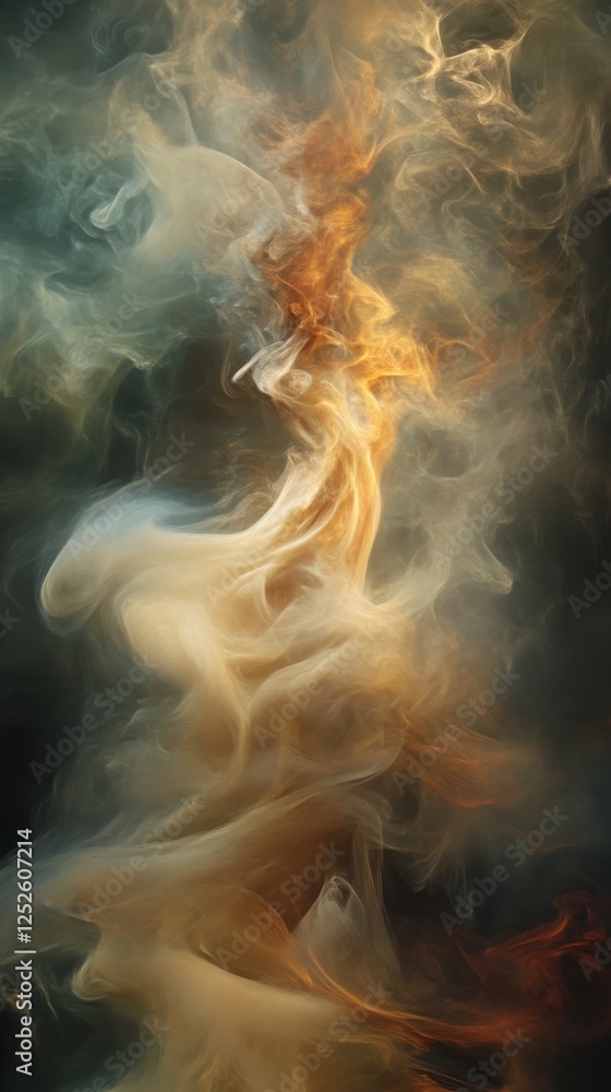 Poster abstract flow of colorful smoke in motion, ethereal art design