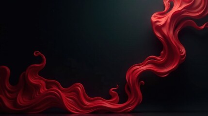 Abstract Crimson Flowing Form on Dark Background, Elegant and Mysterious Swirling Design