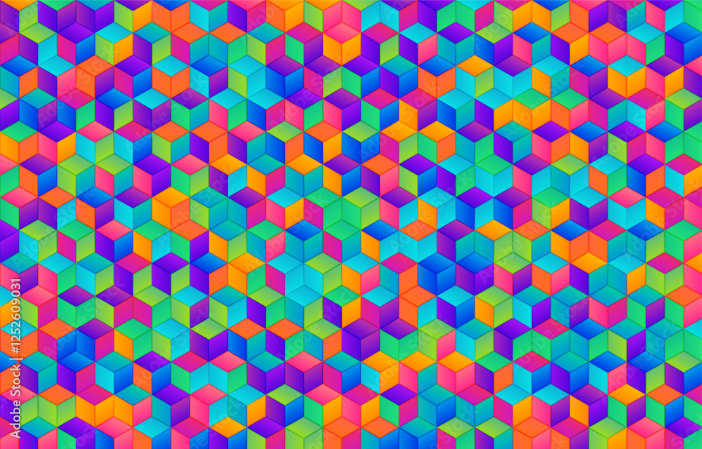 Poster abstract geometric background with colorful isometric blocks
