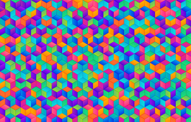 Abstract geometric background with colorful isometric blocks