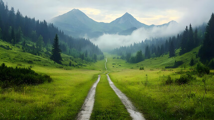 Misty mountain road, valley, journey, travel, nature, adventure, scenic view, landscape