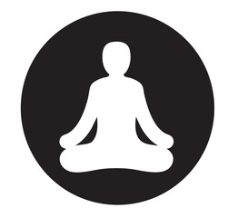 Black meditation vector icon.