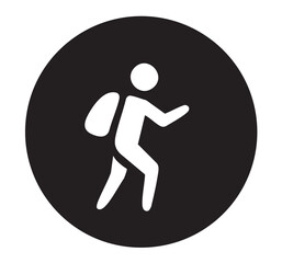Black hiking vector icon.