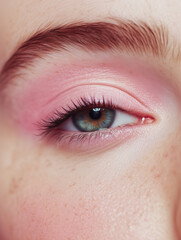 Obraz premium Captivating Pink Eyeshadow and Blue Eye Close-Up