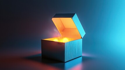 A gift box with its lid slightly open, revealing a glowing surprise