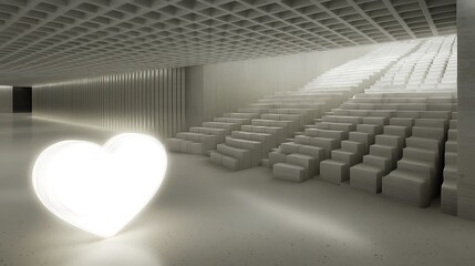 Fototapeta premium Glowing Heart in Modern Architectural Space