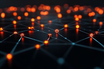 Network nodes glowing in dark.