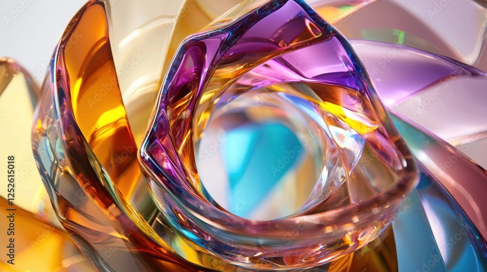 Aufkleber a vibrant glass sculpture captures attention with its swirling, multi-colored forms. the intricate d