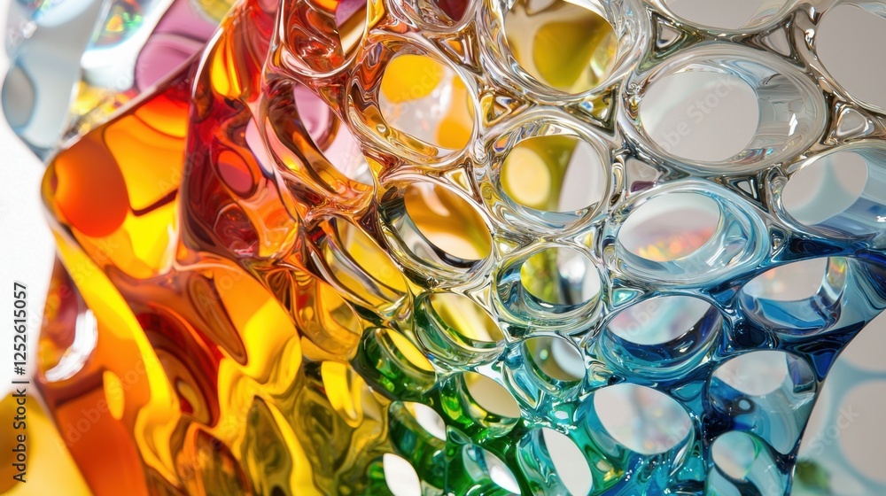 Poster colorful glass elements intertwine, reflecting light and creating a stunning display of vivid hues. 