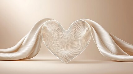 Abstract Beige Heart with Draped Fabric