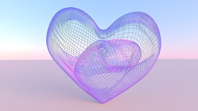 Abstract Purple Heart Wireframe - Powered by Adobe