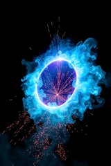 Glowing Blue Energy Circle Abstract Art Background