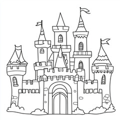 Naklejka premium Fairytale medieval church illustration in the morning