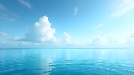 Obraz premium Tranquil Ocean Horizon with Clear Blue Sky and Clouds
