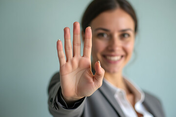 woman showing stop sign
