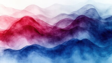 Abstract Colorful Waves in Red, Blue, and White Hues
