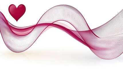 Obraz premium Abstract Pink Waves Design with Red Heart