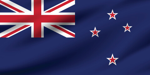 New Zealand flag official colors and proportion digital vector illustration. Pleated flag.