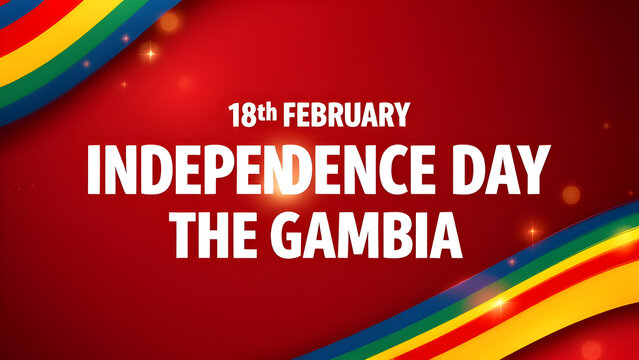 Gambia independence day poster design illustration, flag waving 18 February holiday.