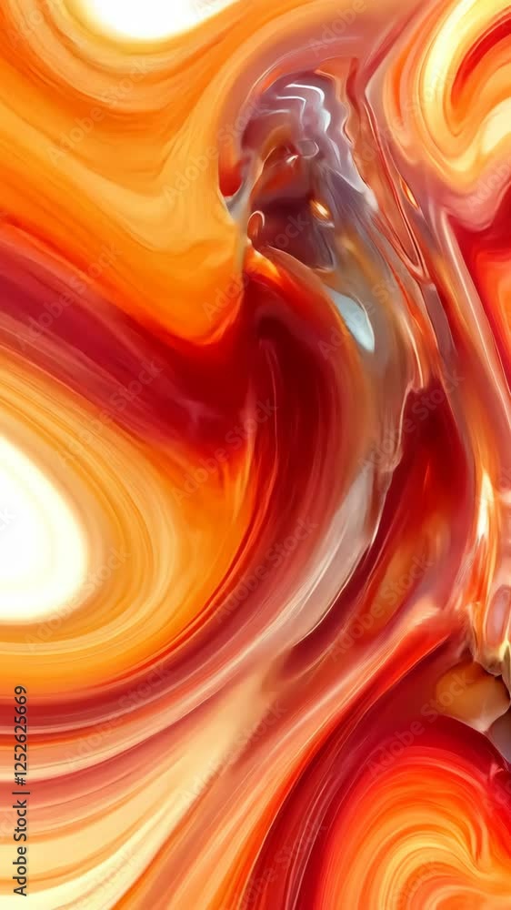 Poster colorful abstract swirl of orange and red hues with smooth flowing patterns and gradients