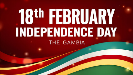 Gambia independence day poster design illustration, flag waving 18 February holiday.
