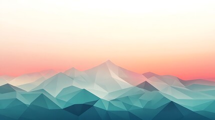 Abstract Polygonal Mountain Range Sunset Landscape