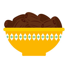 Key Ramadan Items like Mosque, Crescent, Dates, and Prayer Beads