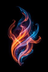 Abstract Blue and Orange Flame Design Digital Art