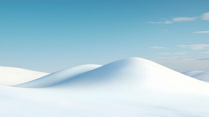 Snowy hills under a clear sky; winter landscape