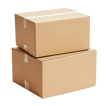 Isolated Stack of Two Large Cardboard Boxes