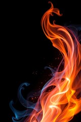 Fiery Abstract Flame Design Orange Blue Background