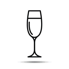 Minimalist champagne glass icon with elegant curves on a white background