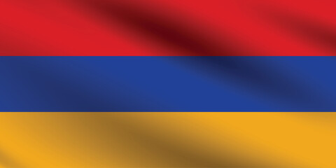 Armenia flag official colors and proportion digital vector illustration. Pleated flag.