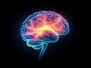 Illuminated Human Brain Anatomy.