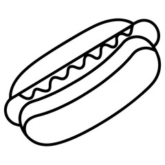 Simple Hot Dog Line Drawing for Vectors