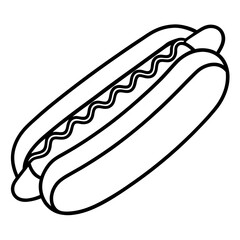 Simple Hot Dog Line Drawing for Vectors