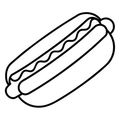 Simple Hot Dog Line Drawing for Vectors
