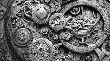 Close-up of intricate clockwork mechanism.