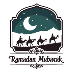 Naklejka premium Ramadan Mubarak Desert Scene