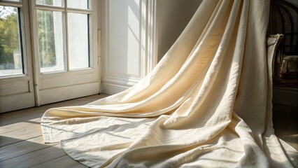 Elegant Linen: Symmetrical Drape, Premium Texture, Natural Light Photography