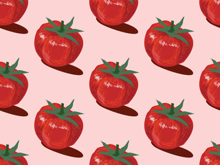 Tomato seamless pattern. fruit wrapping paper, fabric pattern, background wallpaper vector illustration with hand drawn vector illustration