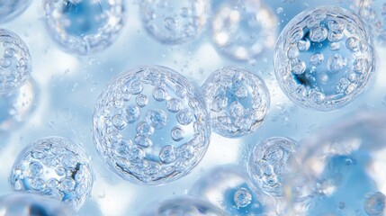 A magnified image of bacterial cells floating in a clear liquid background.