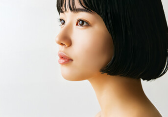 Fototapeta premium ショートボブスタイルの女性の横顔