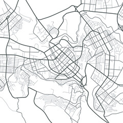 Abstract city navigation map with lines and streets. Black and white urban planning scheme. Plan street map, town road urbanism graphic design. Vector background
