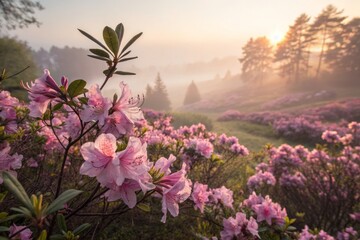 Fototapeta premium Ethereal Bloom: Panoramic Serenity in a Vibrant Flower Garden - Peaceful Abstract Photography