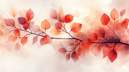 Fototapeta premium Vibrant autumn leaves gracefully intertwined in soft hues, creating a tranquil and artistic backdrop
