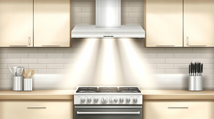 Fototapeta premium Modern kitchen, range hood, cooking