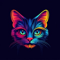 Obraz premium Colorful Cat Head Mascot Logo - Creative and Modern Design